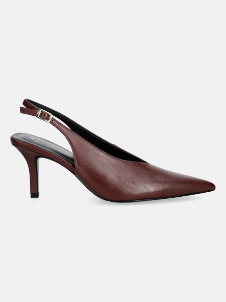 Patrizia Pepe pantofi cu stiletto din piele maro