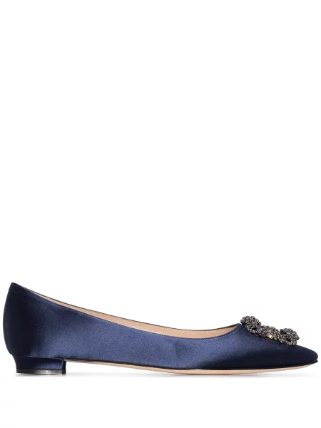 Czółenka Manolo Blahnik na sprzączkę niebieska