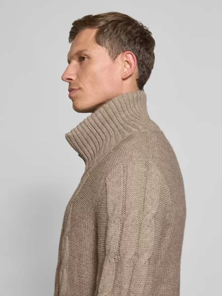 Kurtka z dzianiny z mieszanki bawełny i kaszmiru Ftc Cashmere beżowa