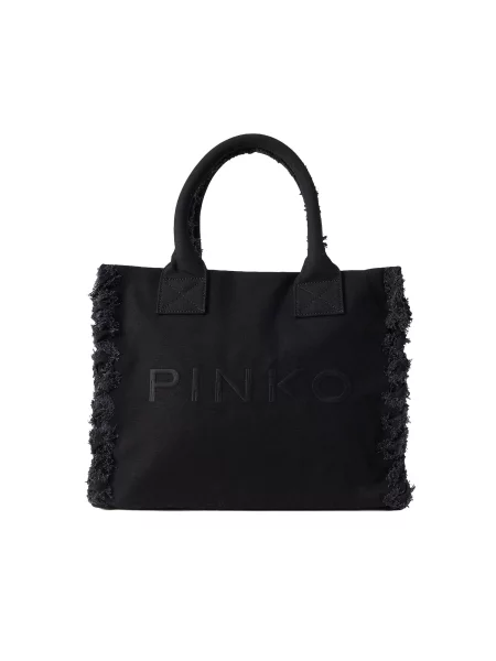 Geantă shopper Pinko din canvas negru