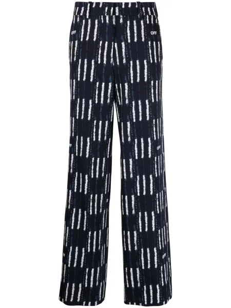 Pantaloni Off-white cu imagine cu picior lat