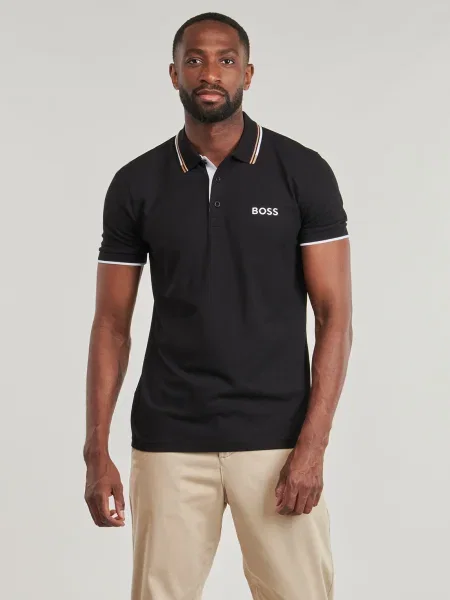Tricou polo Boss stretch negru