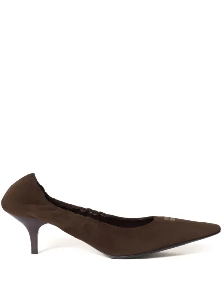 Pantofi cu toc Miu Miu din piele de căprioară maro