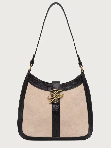 Tommy Hilfiger torebka hobo skórzana SCRIPT czarna