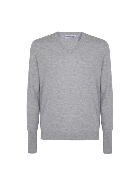 Sweter z dekoltem w serek Ballantyne z dekoltem w serek szary