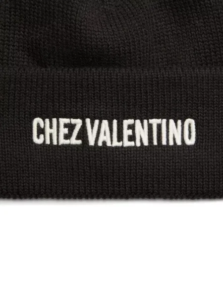 Căciulă Valentino Garavani cu broderie negru