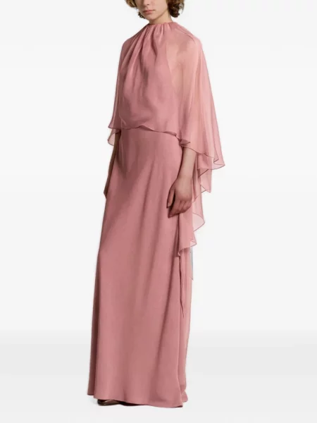 Rochie maxi Alberta Ferretti cu volane roz