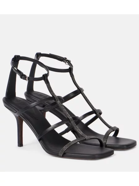 Sandale Brunello Cucinelli din piele negru