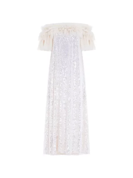 Sukienka midi Needle & Thread z falbankami do kolan garniturowa