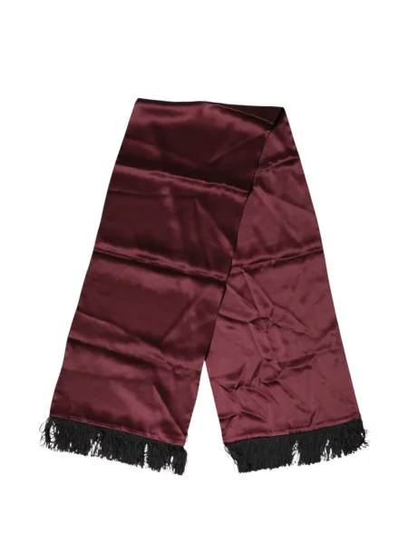 Fular Dolce & Gabbana cu franjuri din satin roșu