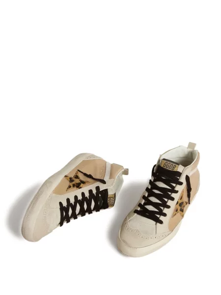 Sneakerși Golden Goose Mid Star cu imagine cu model leopard auriu
