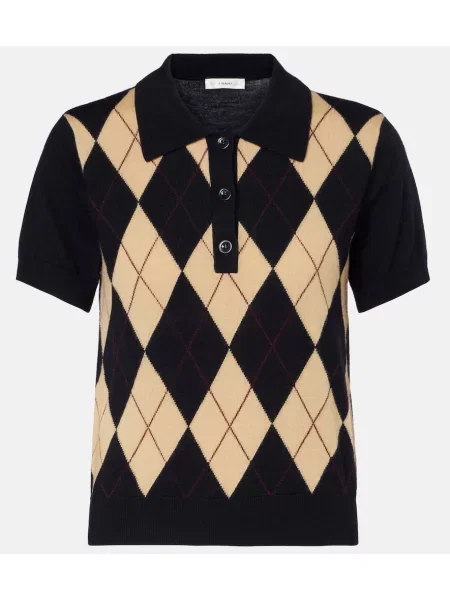 Top Frame wełniany z wzorem argyle niebieski