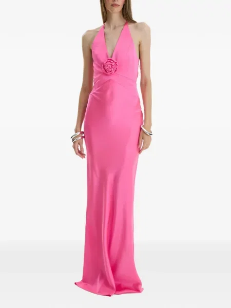 Rochie maxi Moos Studio cu gât halter roz