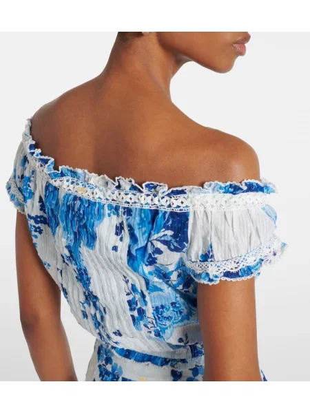 Top Poupette St Barth cu model floral alb