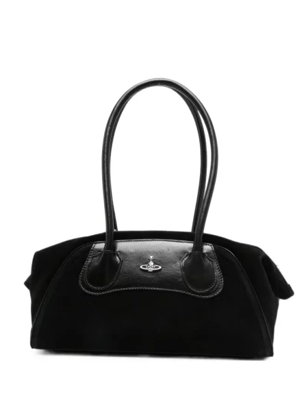 Geantă Vivienne Westwood din piele de căprioară negru