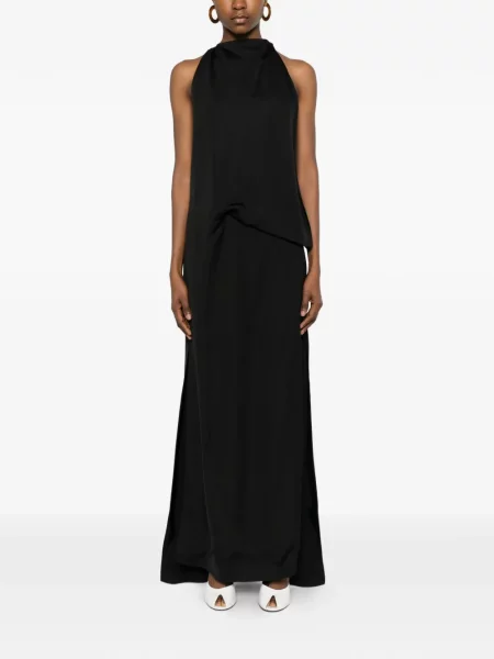 Rochie maxi Sportmax cu gât halter negru