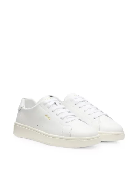 Sneakerși Hugo din piele cu autograf alb