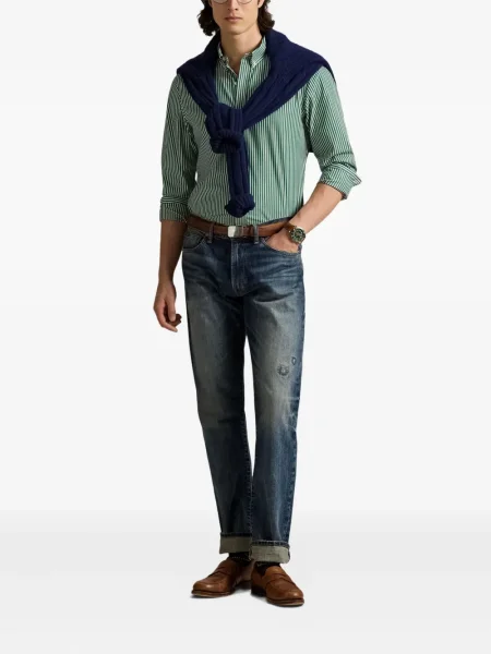 Ριγέ polo Polo Ralph Lauren με κουκούλα με αυτόγραφο λευκό