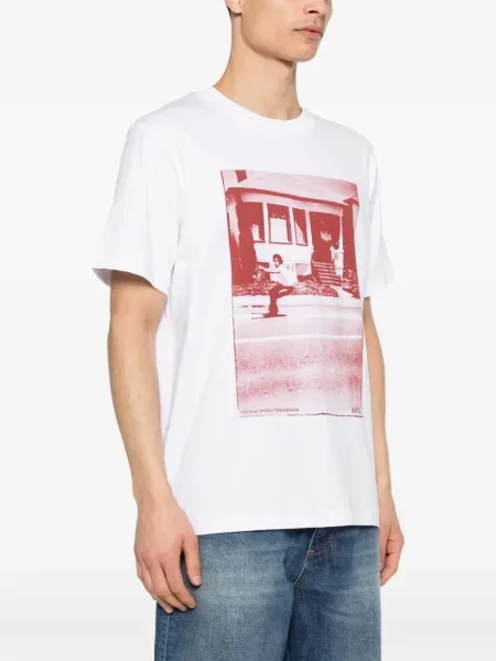 Grafic tricou A.p.c. cu imagine alb
