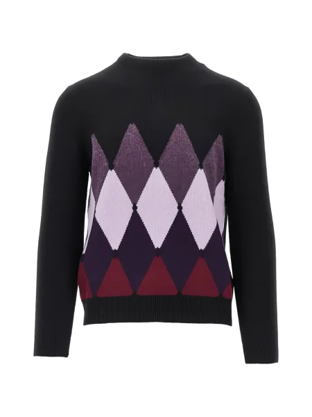 Pulover Ballantyne din cașmir cu model argyle negru
