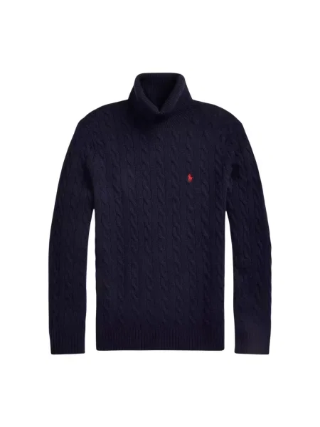 Polo Ralph Lauren sweter wełniany granatowy lekkie z golferm niebieski