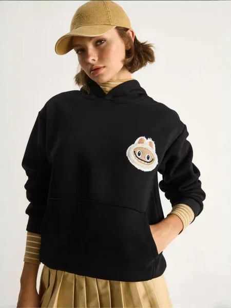 Bianco Lucci Sweater majica bež / crna bijela