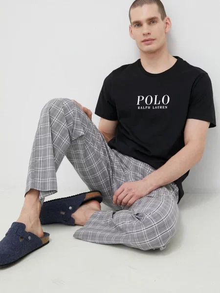 Pyžamové tričko Polo Ralph Lauren s potiskem černá