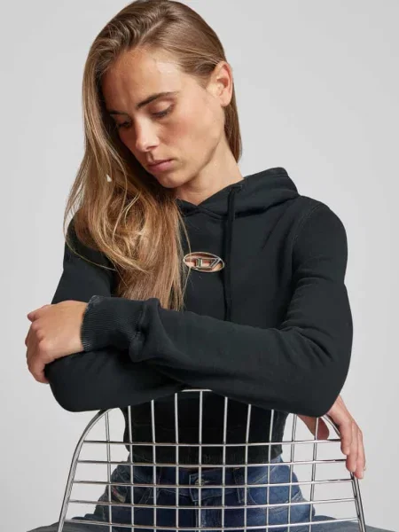 Bluza z kapturem z czystej bawełny Diesel czarna
