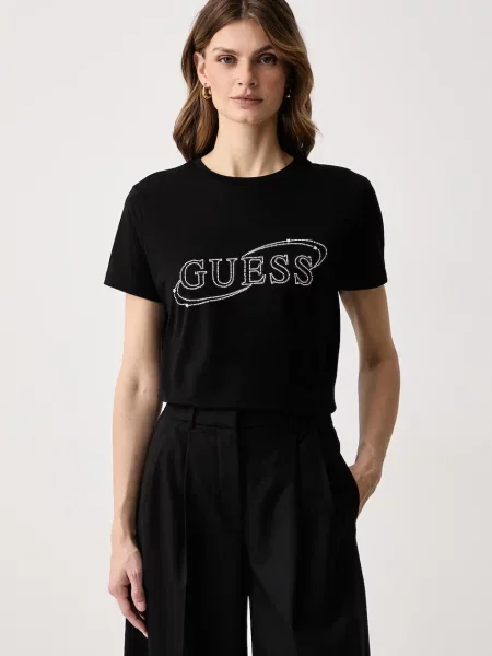 Guess T-shirt z bawełną czarna