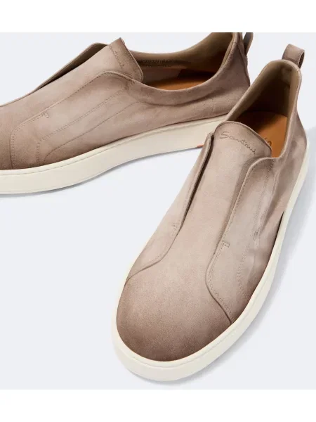 Chiloți Santoni din piele de căprioară slip-on bej