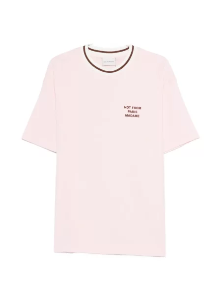 Оребрен тениска Drôle De Monsieur розово