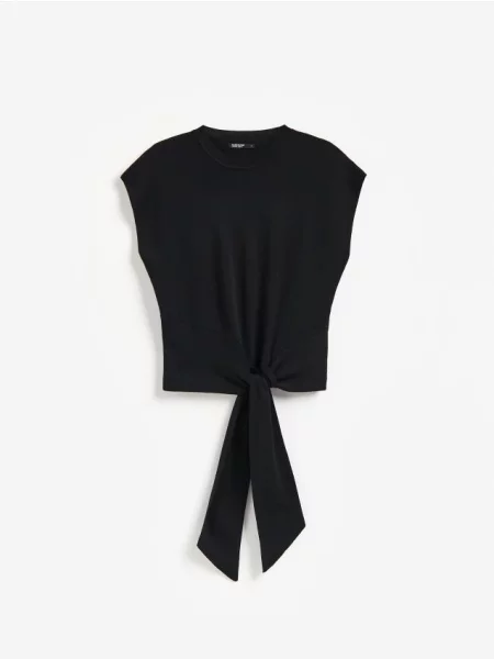 Reserved Bluză cu nod decorativ negru