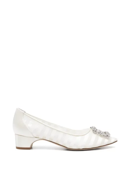 Lodičky Manolo Blahnik s přezkou bílé