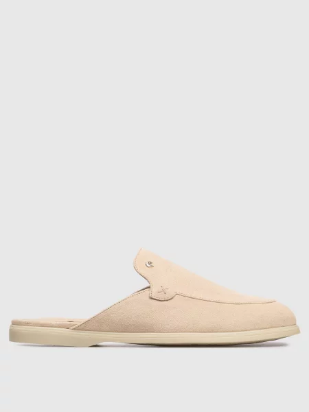 Замшеві мюлі з емблемою Stefano Ricci бежеві