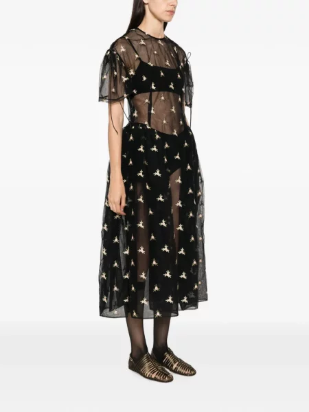 Rochie Simone Rocha cu model floral negru
