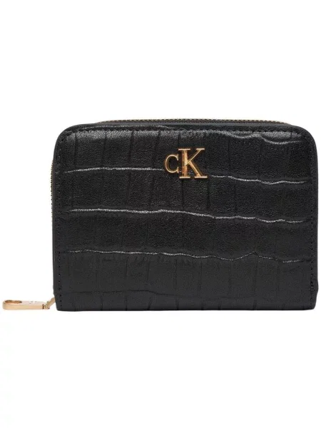 Portofel Calvin Klein Ck Croc Medium Flap Zip Around negru