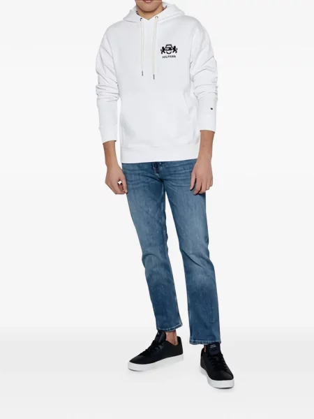 Hanorac cu glugă Tommy Hilfiger cu glugă alb