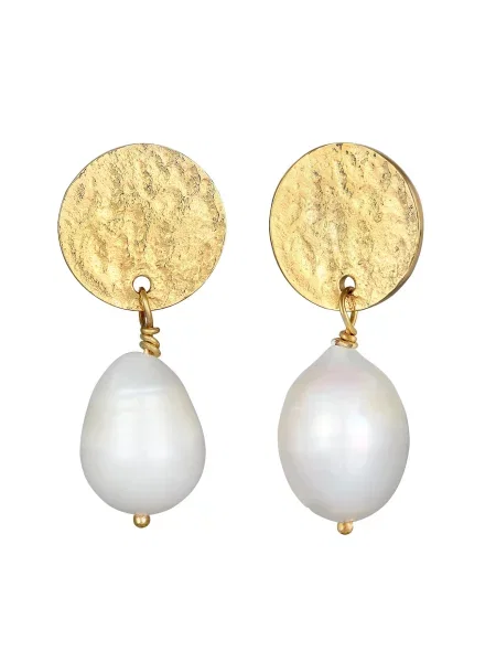 ELLI PREMIUM Uhani zlata / biserno bela