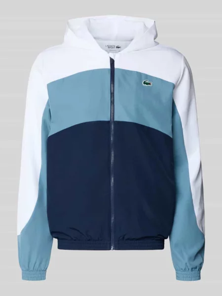 Kurtka treningowa o kroju regular fit z naszywką z logo Lacoste Sport granatowa
