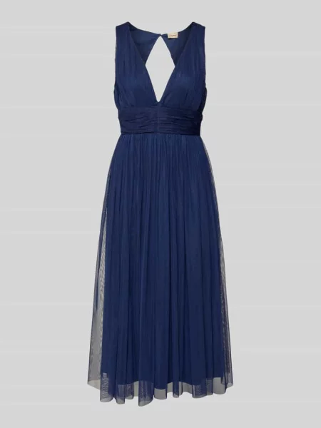 Sukienka koktajlowa z taśmą w talii Lace & Beads granatowa