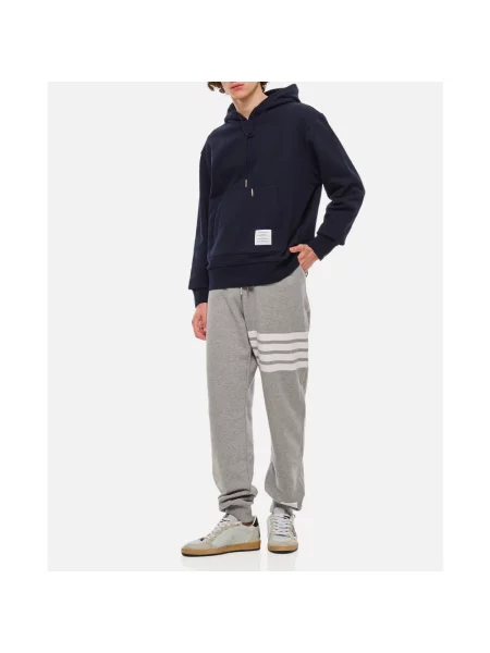 Bluza z kapturem Thom Browne z logo niebieska