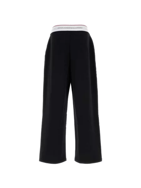 Pantaloni Dsquared2 din jerseu alergare cu autograf negru