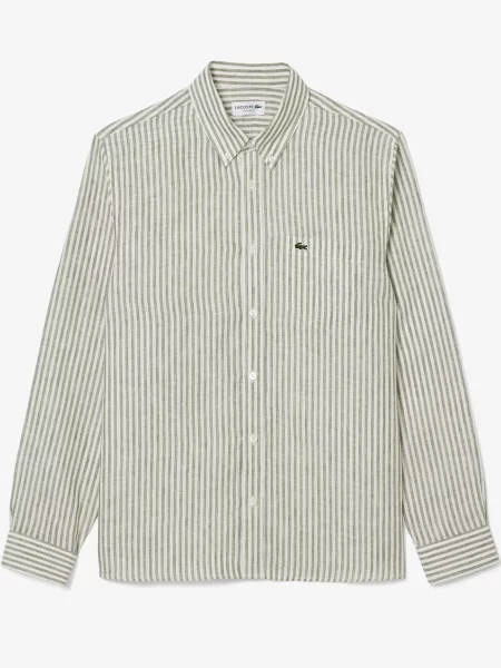 Льняная рубашка Lacoste зеленая