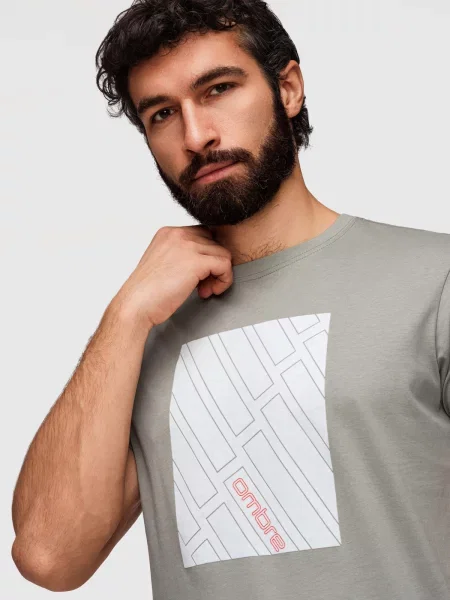 Tricou Ombre cu imprimeu geometric gri