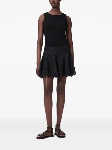 Fusta mini Allsaints în linie A negru