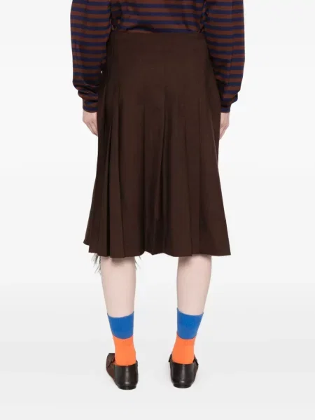 Fusta plisata Plan C cu pene plisată până la genunchi maro