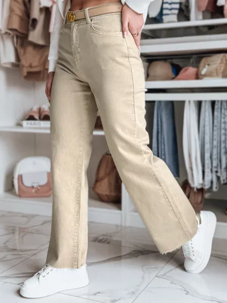 Spodnie jeansowe wide leg LUXEFLOW Dstreet beżowe