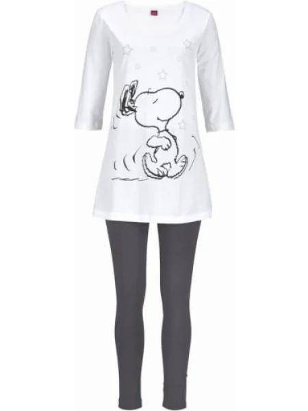 PEANUTS Pijama gri alb