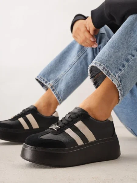 Sneakers Sovimi cu bej negri