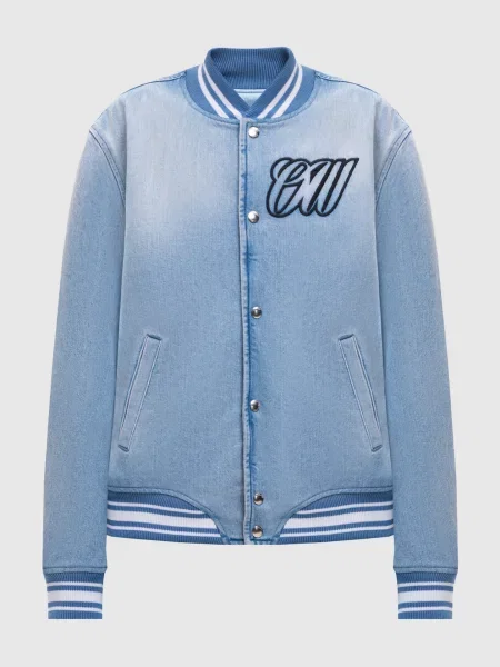 Джинсовий бомбер з вишивкою логотипа Off-white блакитний